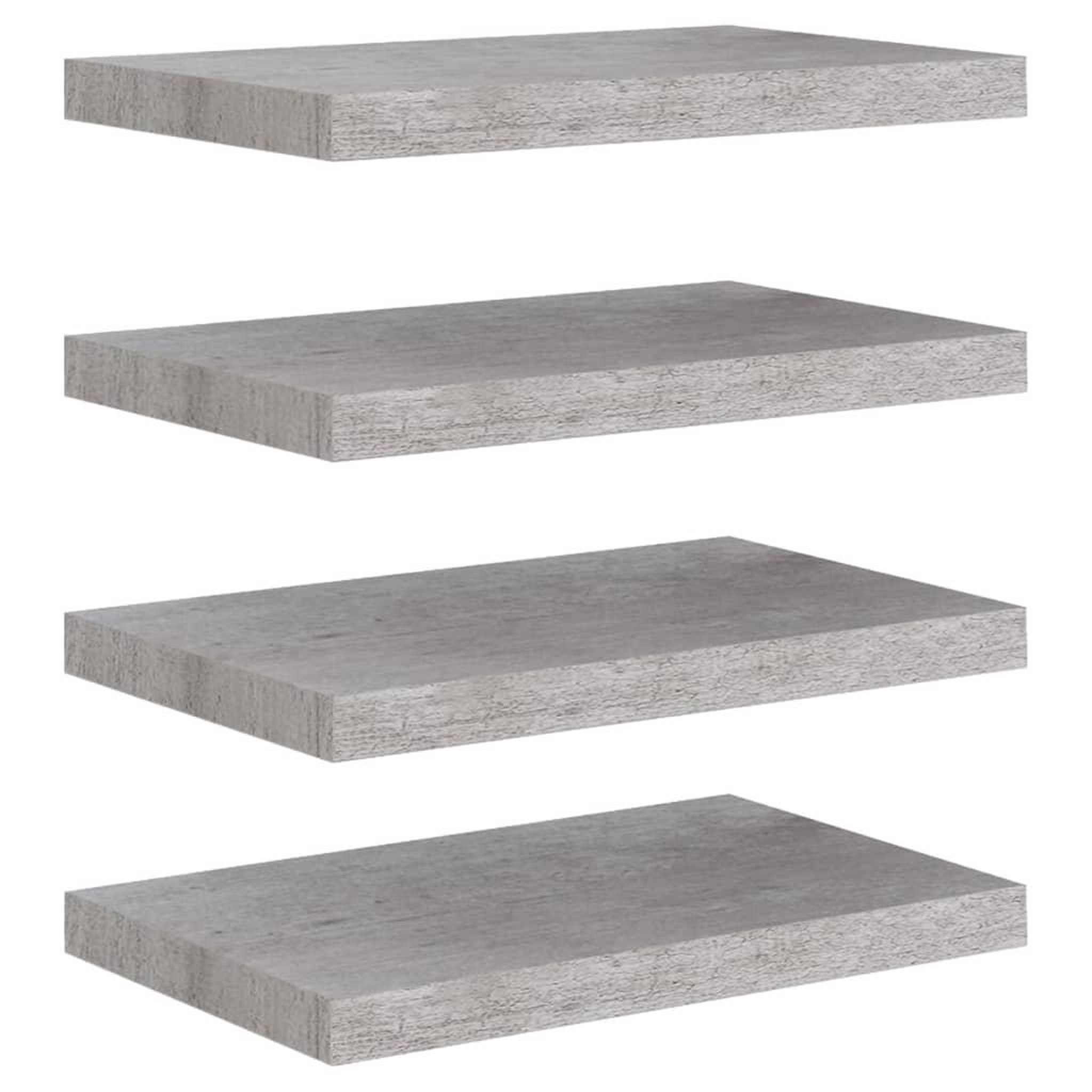 Voir la diapositive 2 : VIDAXL Etageres murales flottantes 4 pcs gris beton 50x23x3,8 cm MDF
