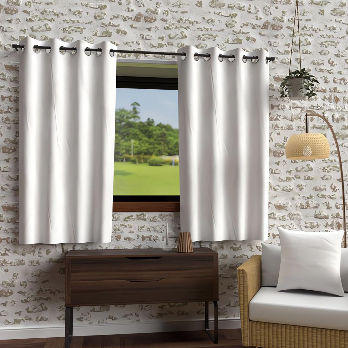 SOLEIL D'OCRE Rideau à oeillets en microfibre lavée BOHEME, par Soleil d'Ocre