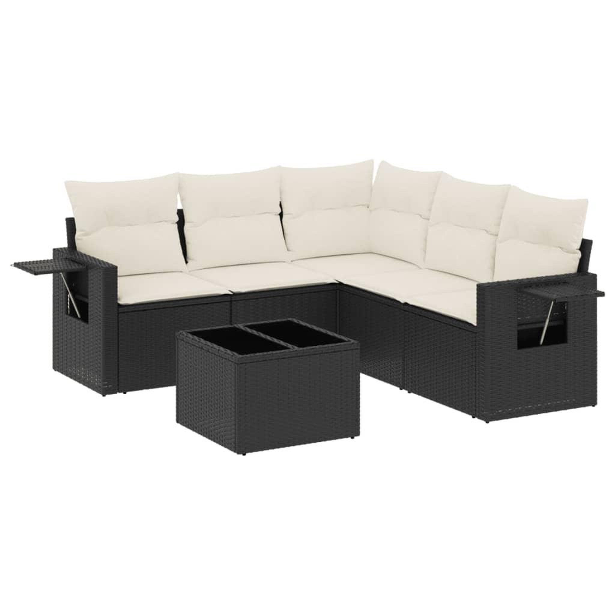 Voir la diapositive 2 : VIDAXL Salon de jardin 6 pcs avec coussins noir resine tressee