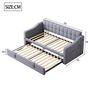 Voir la diapositive 3 : MERAX Lit banquette gigogne rembourré 90x200cm velours coloris gris