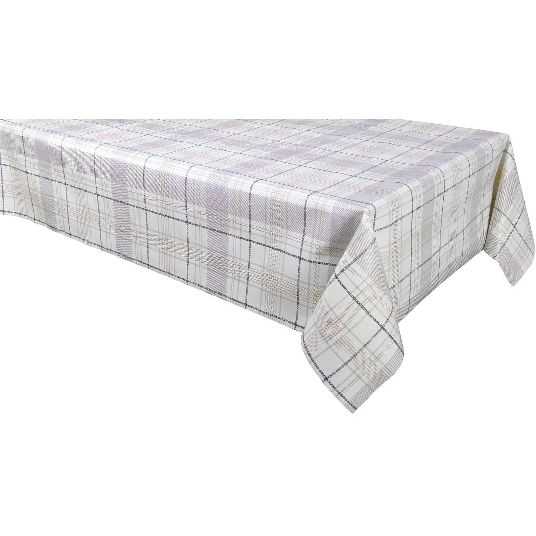 Voir la diapositive 1 : HABITABLE Nappe en toile cirée rectangulaire Carreau - 140 x 250 cm - Ecru