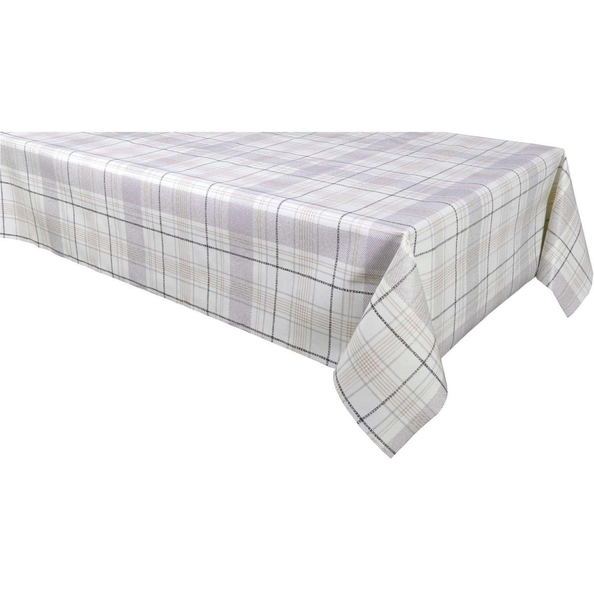 HABITABLE Nappe en toile cirée rectangulaire Carreau - 140 x 250 cm - Ecru