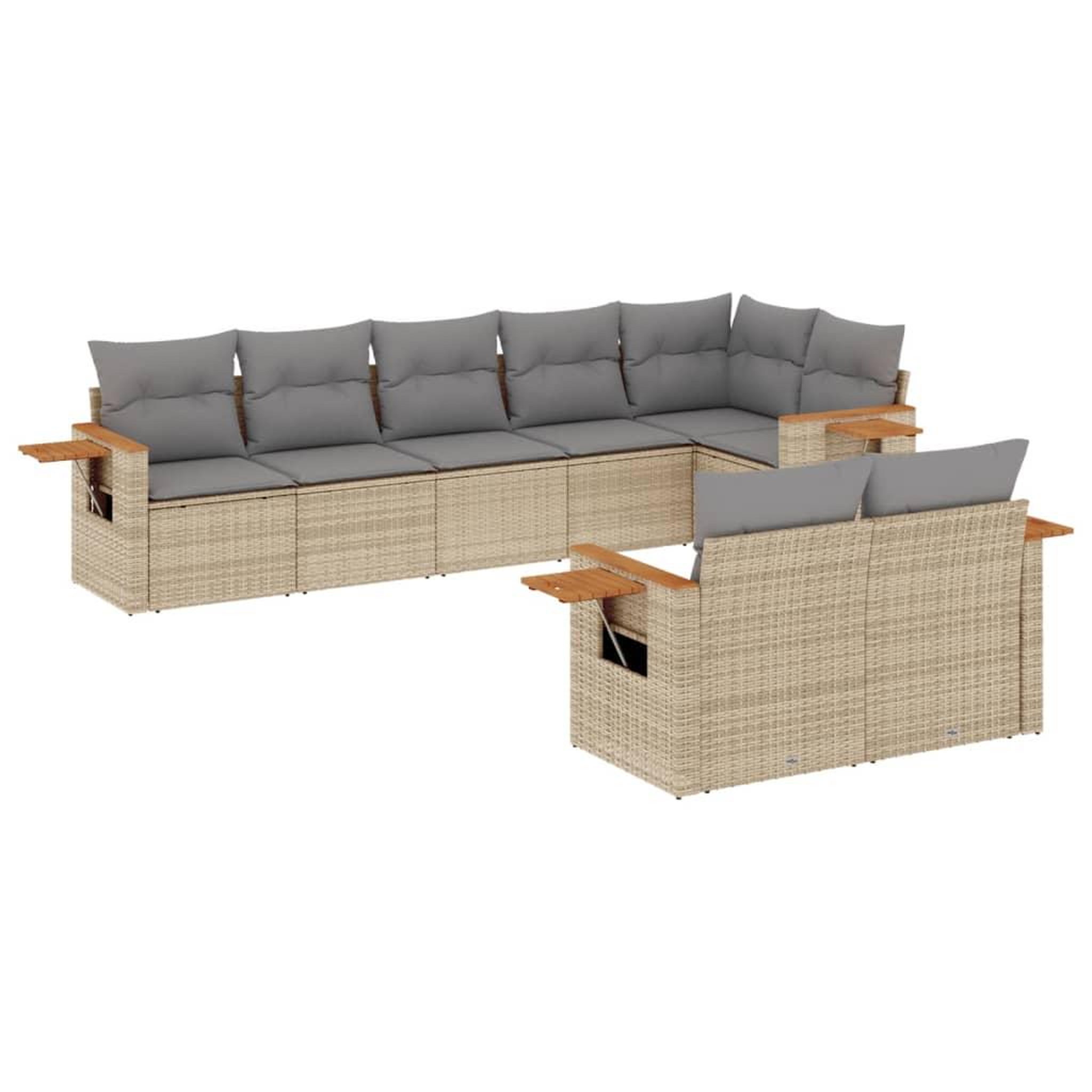 Voir la diapositive 2 : VIDAXL Salon de jardin avec coussins 8 pcs beige resine tressee