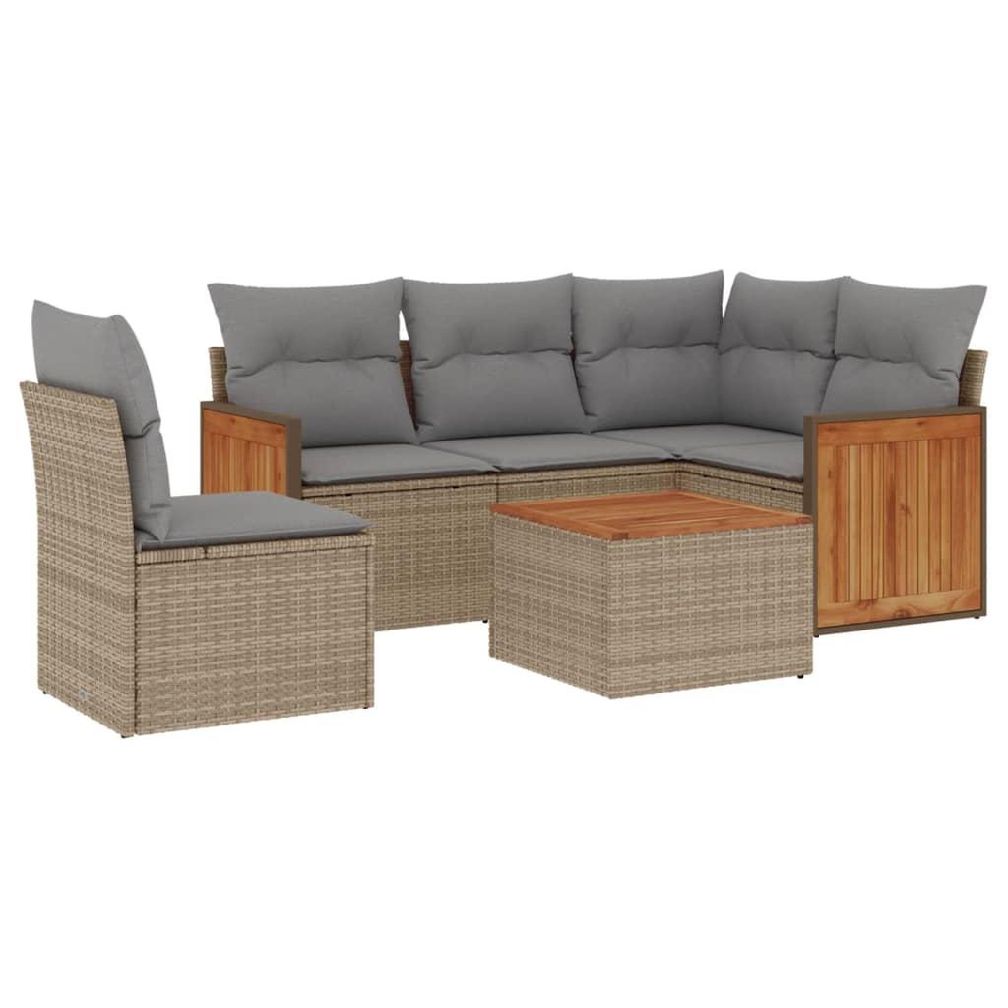 Voir la diapositive 2 : VIDAXL Salon de jardin avec coussins 6 pcs beige resine tressee