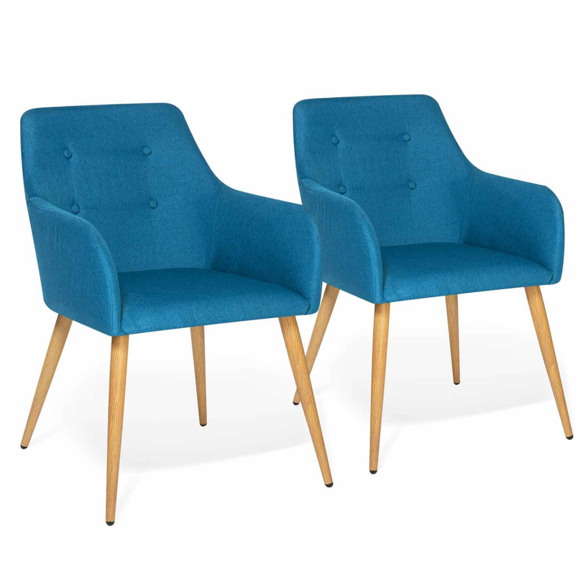 ID MARKET Lot de 2 chaises de salle à manger scandinaves, fauteuils de table DANIA bleu canard