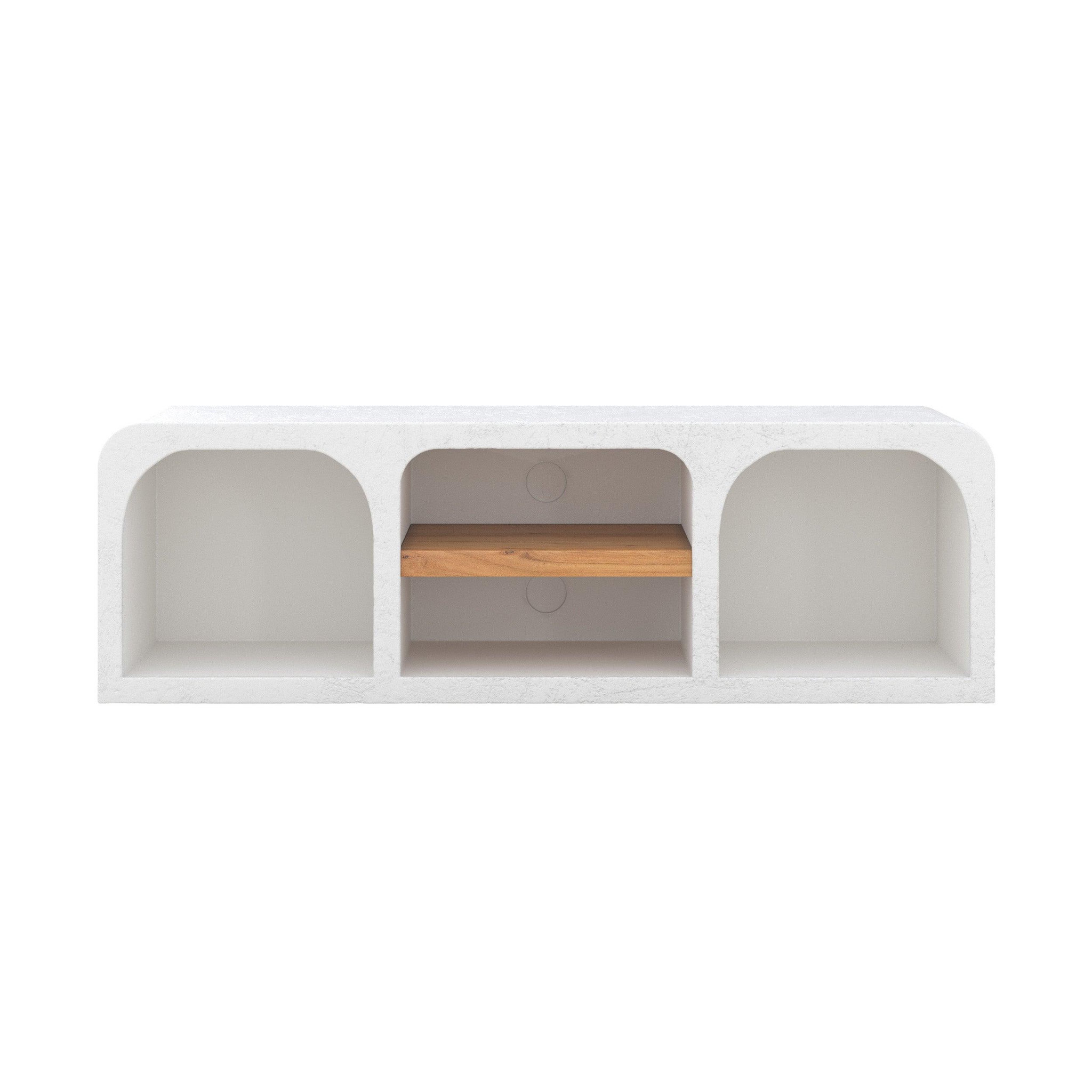 MAISON PAVANE Meuble tv en plâtre blanc cassé 140 cm-fira