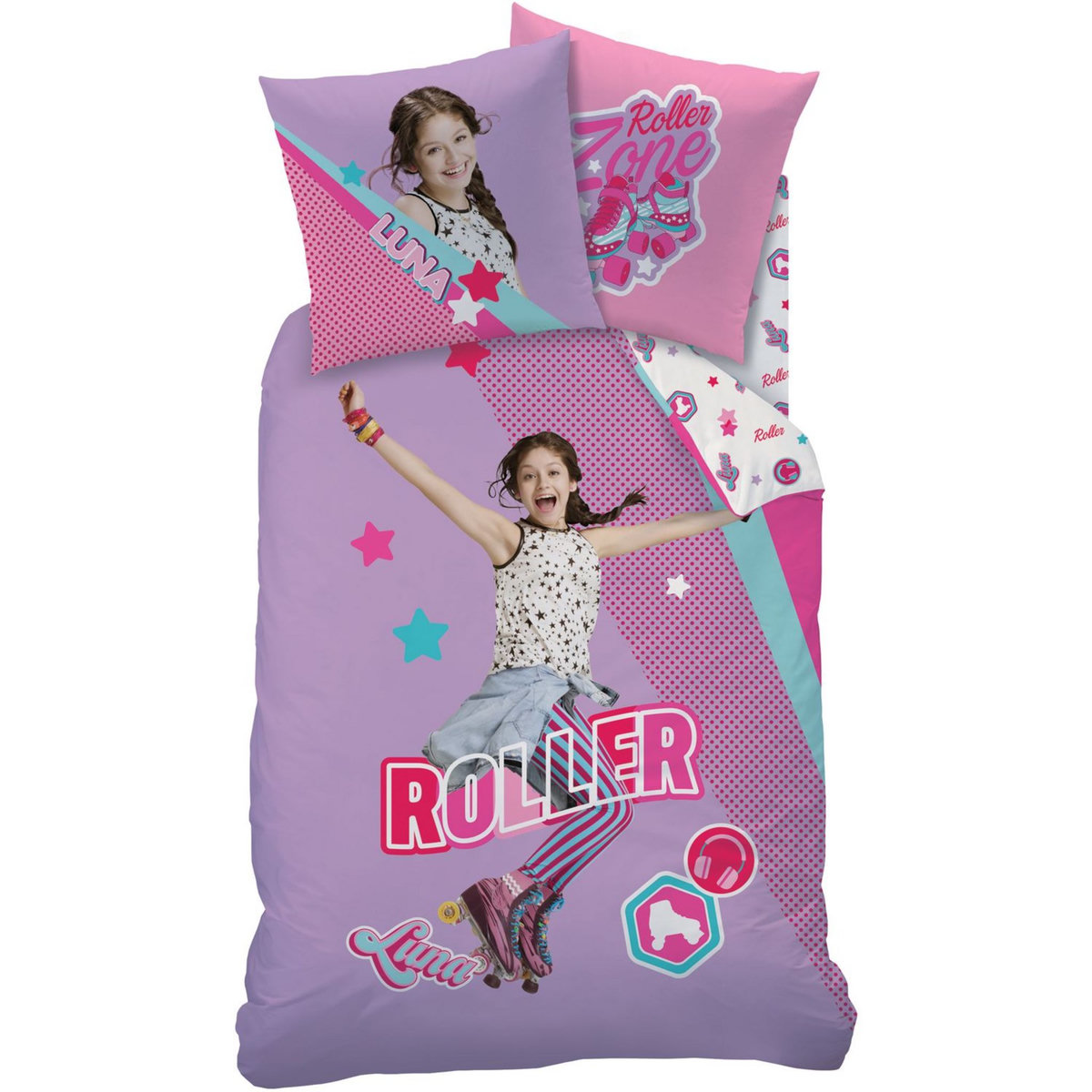 Soy Luna Parure housse de couette enfant en polycoton imprimée roller SOY LUNA