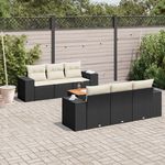 VIDAXL Salon de jardin 7 pcs avec coussins noir resine tressee