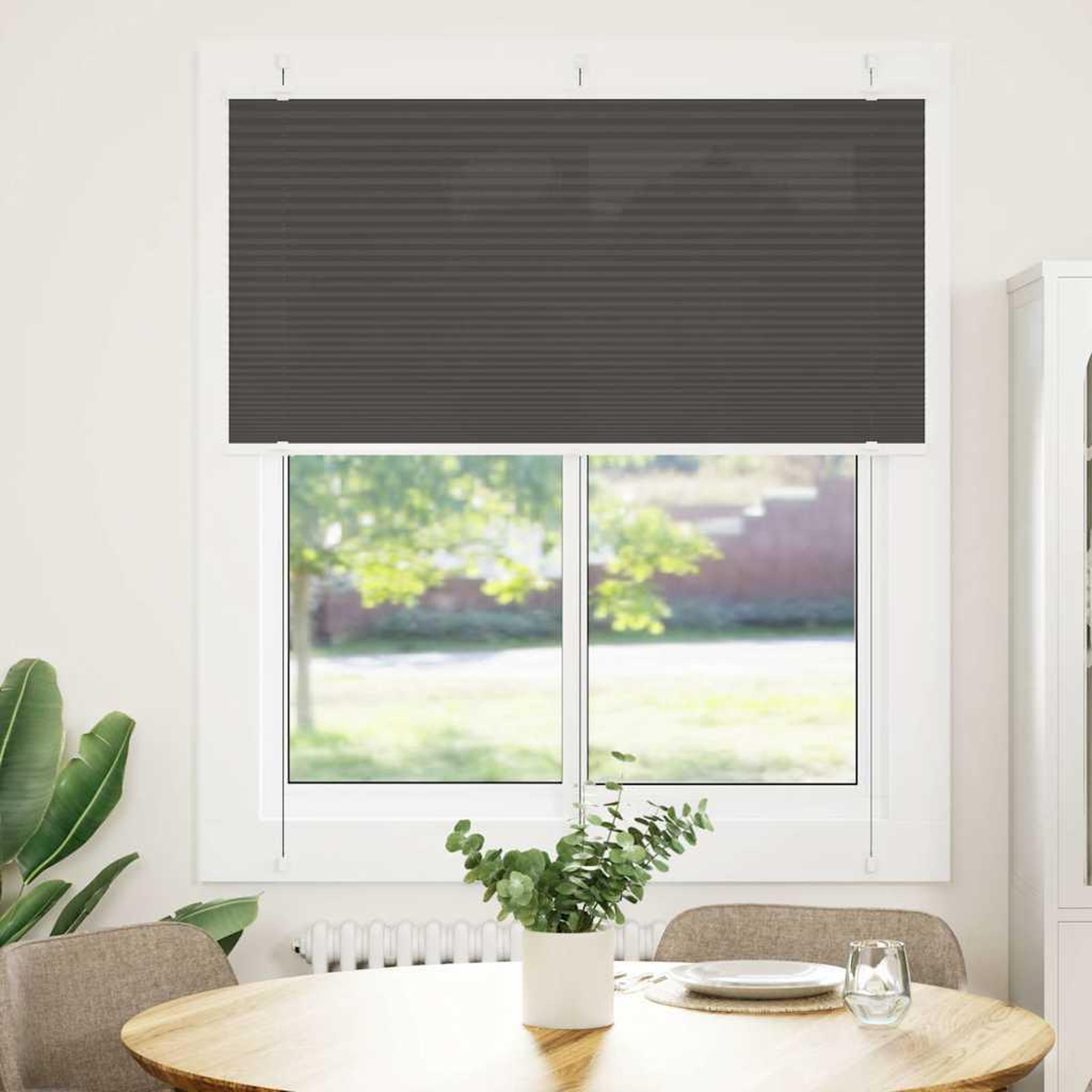 Voir la diapositive 2 : VIDAXL Store plisse noir 120x100 cm largeur du tissu 119,4cm polyester