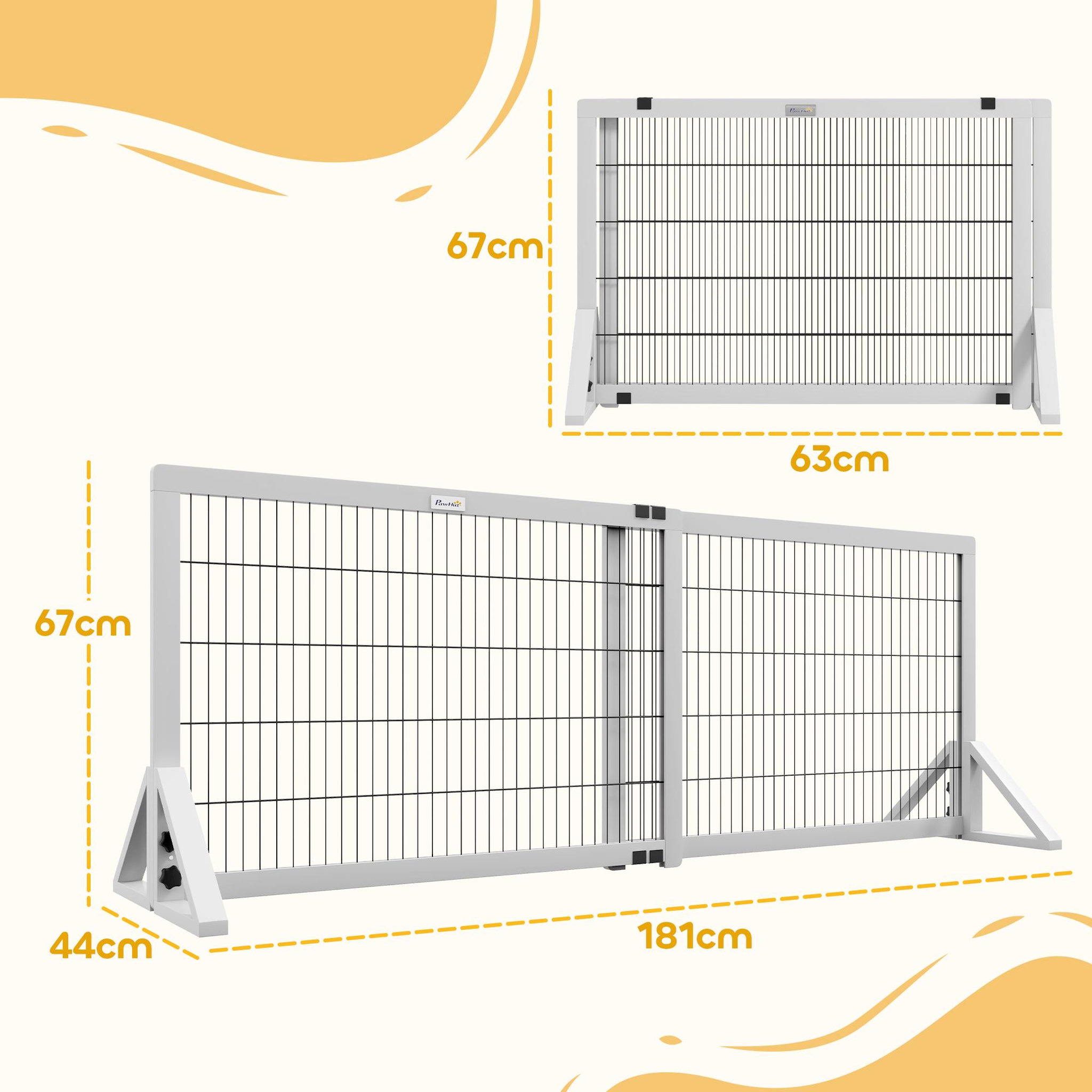 Voir la diapositive 3 : PAWHUT Barrière de sécurité pour chien barrière de protection à 2 panneaux largeur réglable 101-181 cm en bois acier blanc