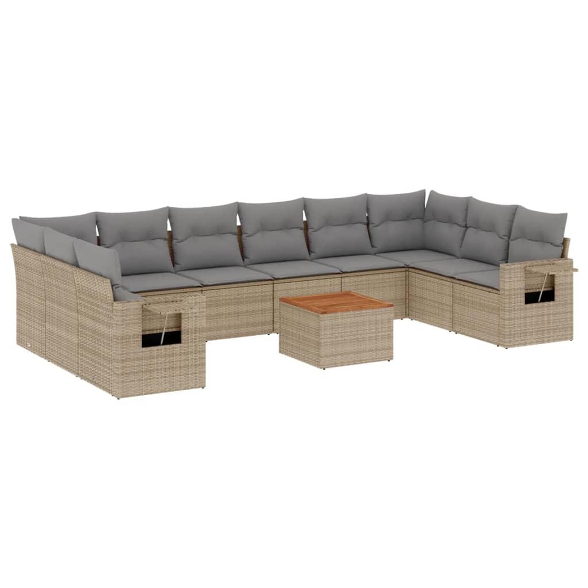 Voir la diapositive 2 : VIDAXL Salon de jardin et coussins 11 pcs melange beige resine tressee