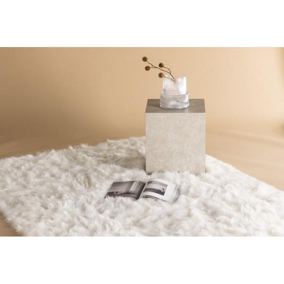 Paris Prix Tapis Imitation Fourrure  Katy  160x230cm Blanc