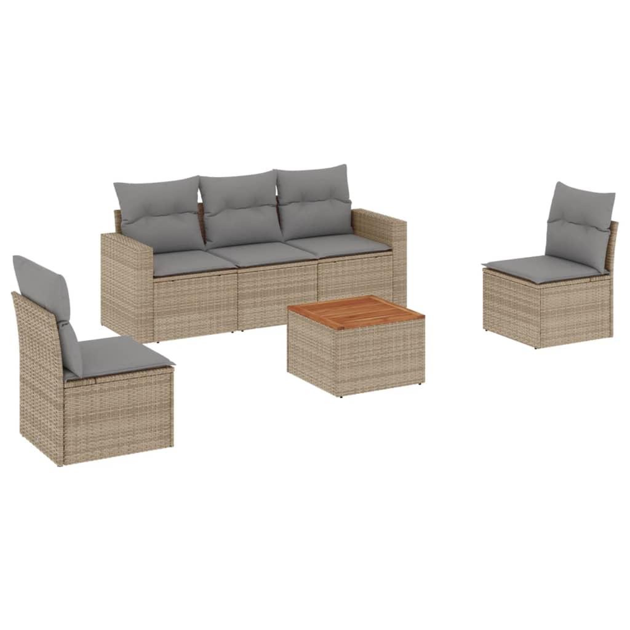 Voir la diapositive 2 : VIDAXL Salon de jardin avec coussins 6 pcs beige resine tressee