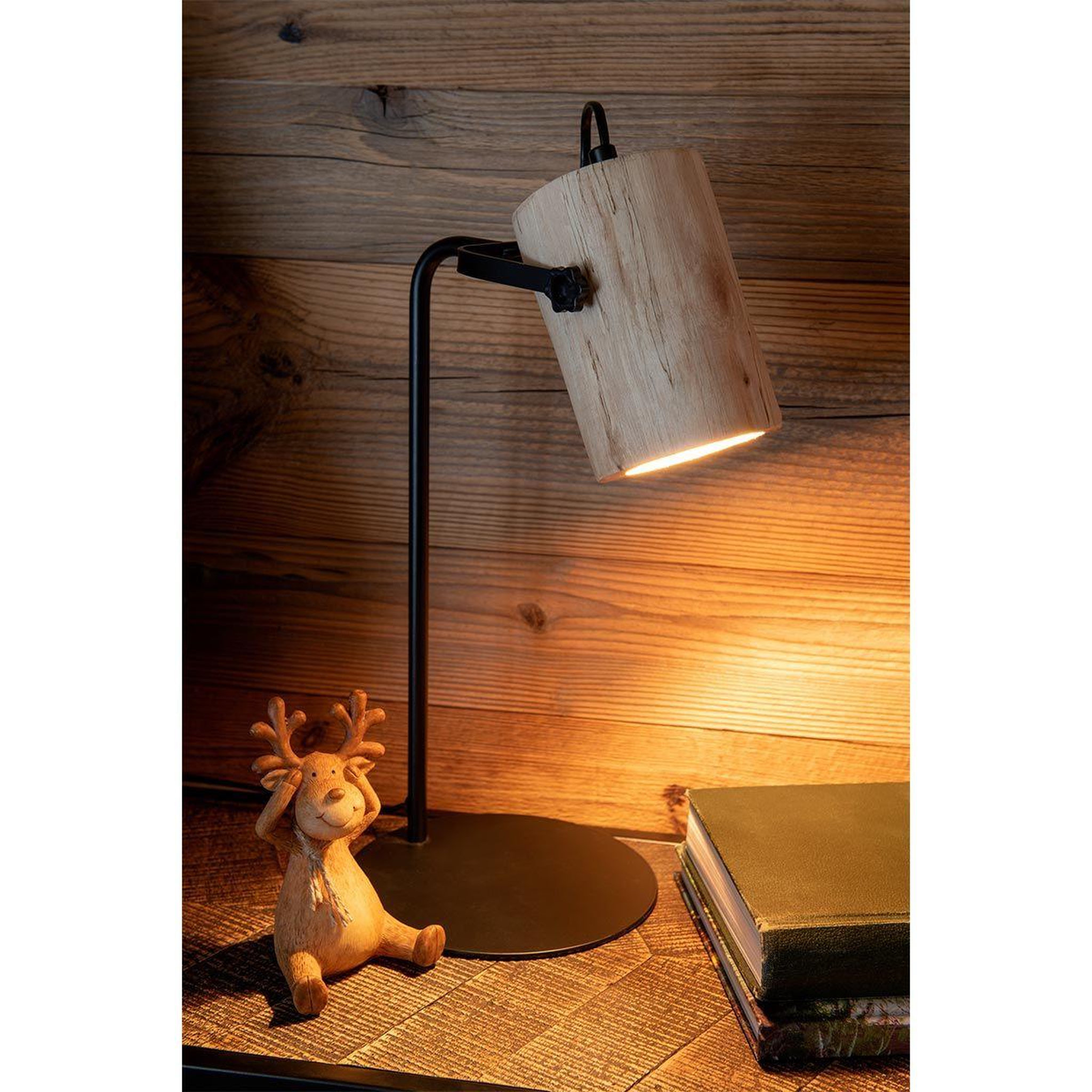 Voir la diapositive 4 : J-LINE Lampe de bureau en bois  silas  43cm naturel