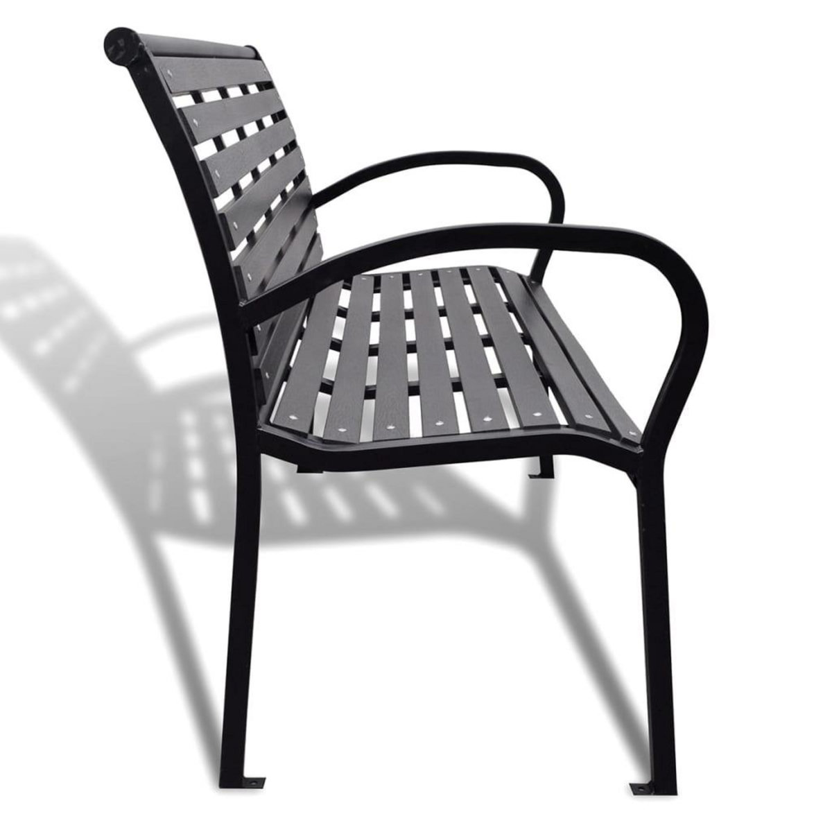 VIDAXL Banc de jardin 125 cm acier et WPC noir
