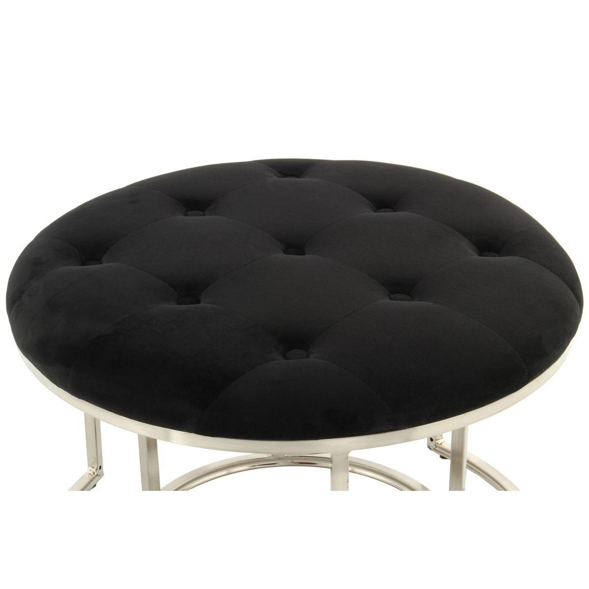 Voir la diapositive 2 : Paris Prix Lot de 2 tabourets  becky  60cm noir & argent