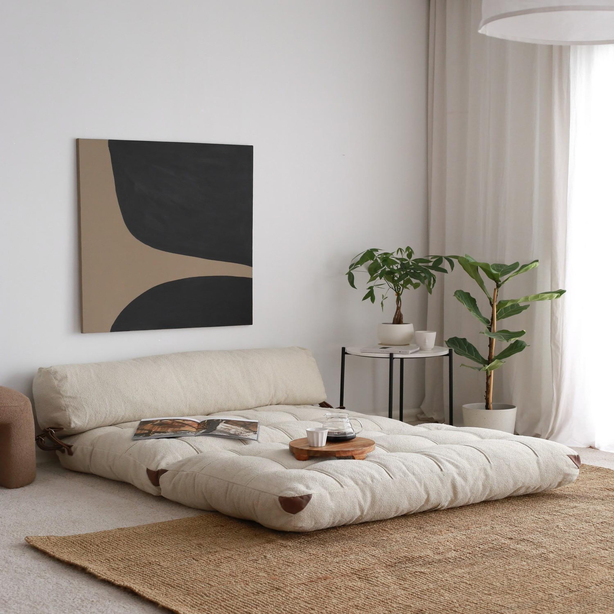Voir la diapositive 3 : Habitat et Jardin Canapé-lit 2 places en tissu  fold  - 120 x 75 x 79 cm - crème