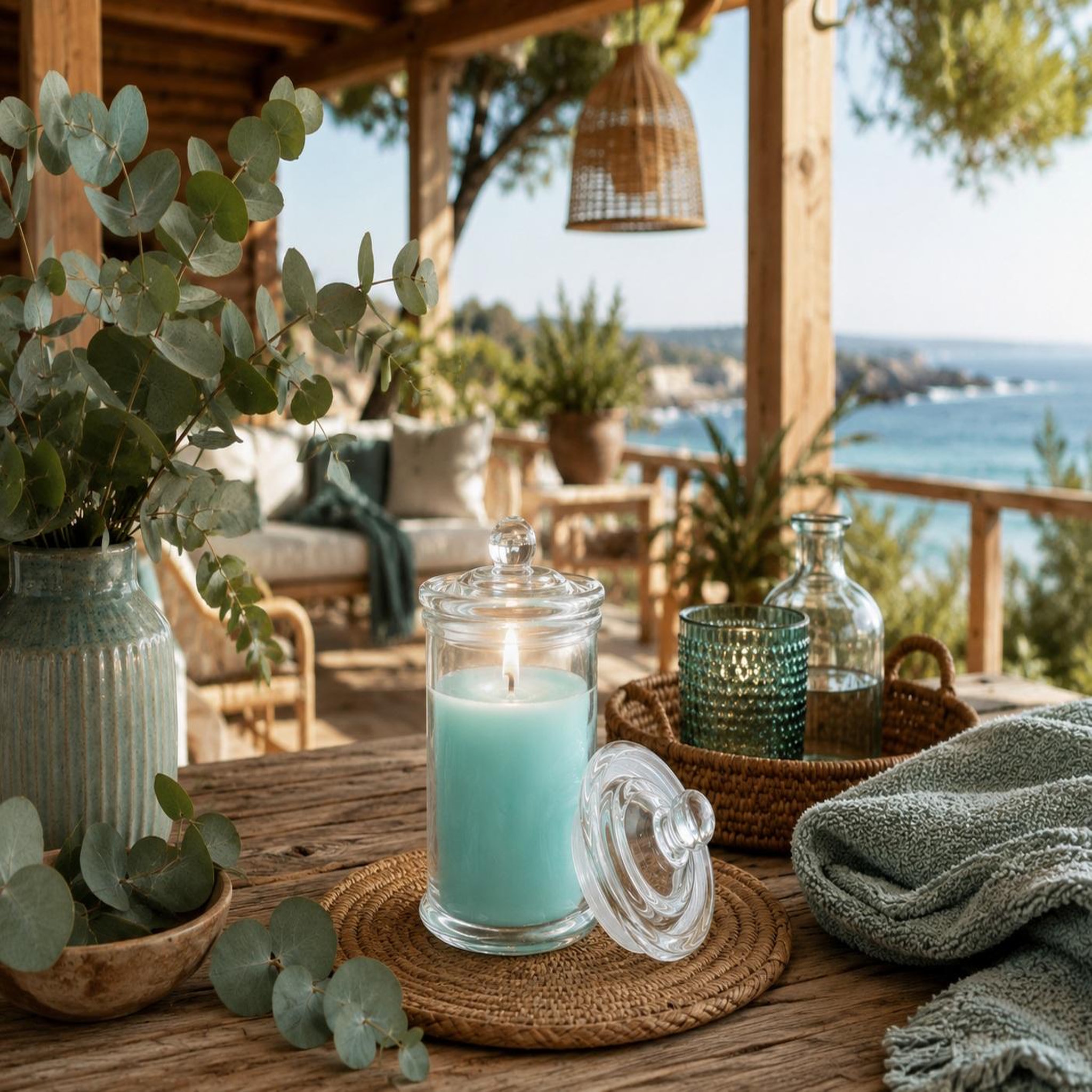 Voir la diapositive 3 : Eden Bougie bocal en verre eucalyptus