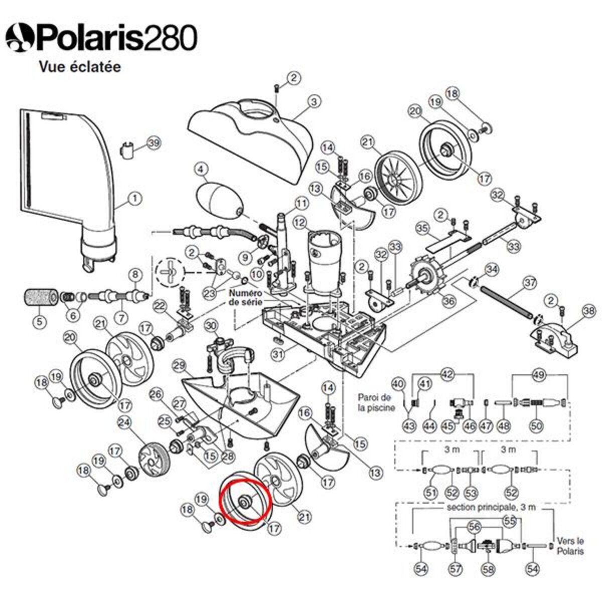 Polaris Roulement à billes de roue pour polaris 180/280 - c60