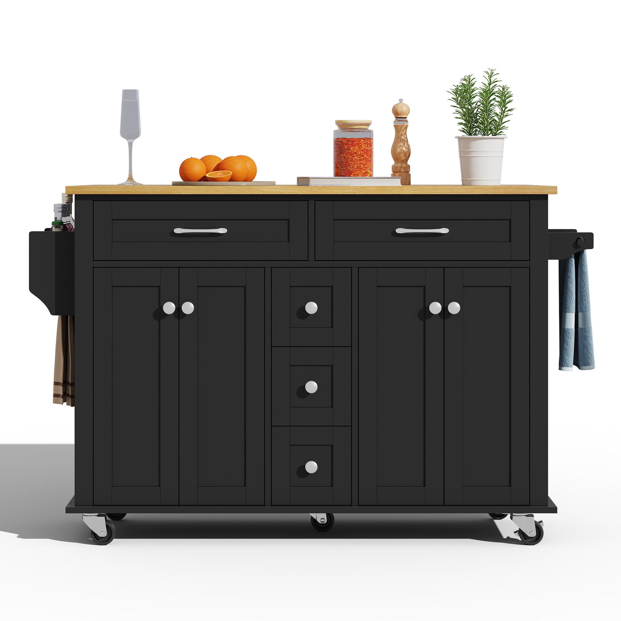 MERAX Desserte 4 portes 5 tiroirs. Coloris disponibles : Noir, Blanc