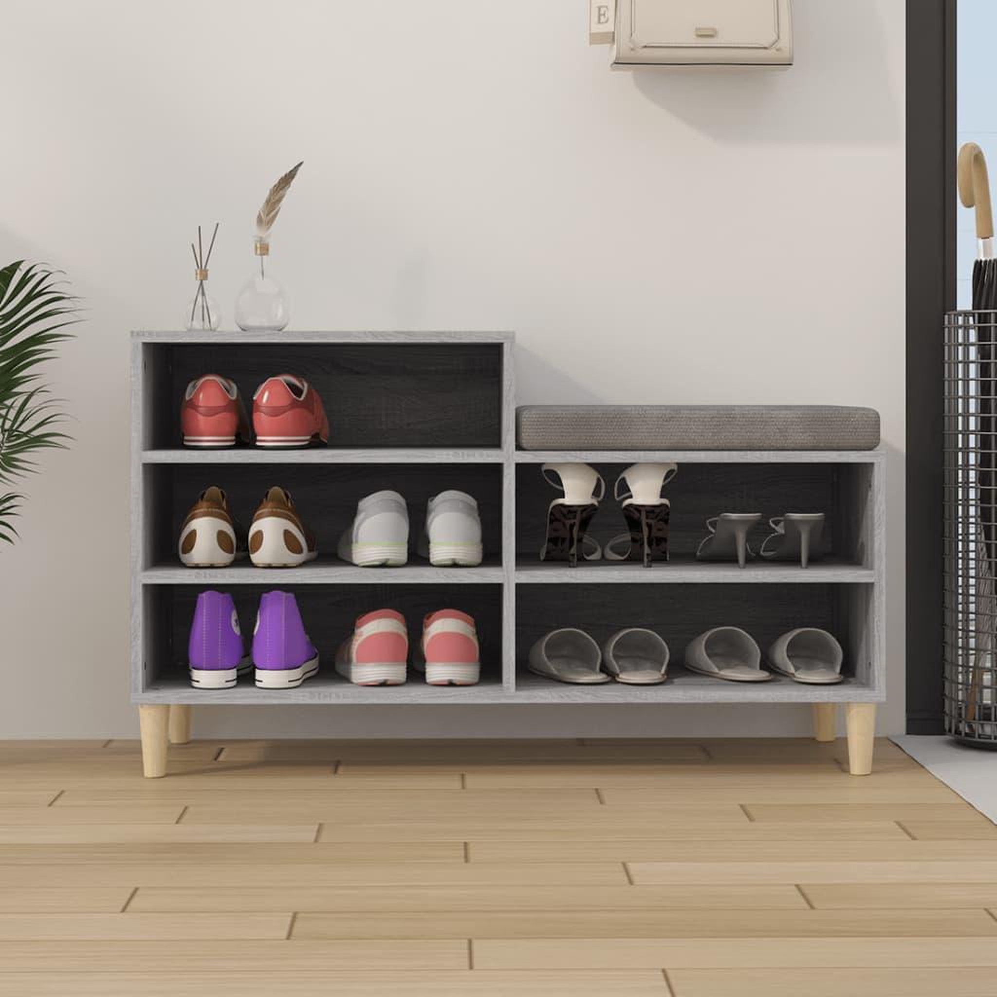 Voir la diapositive 3 : VIDAXL Armoire a chaussures Sonoma gris 102x36x60 cm Bois d'ingenierie