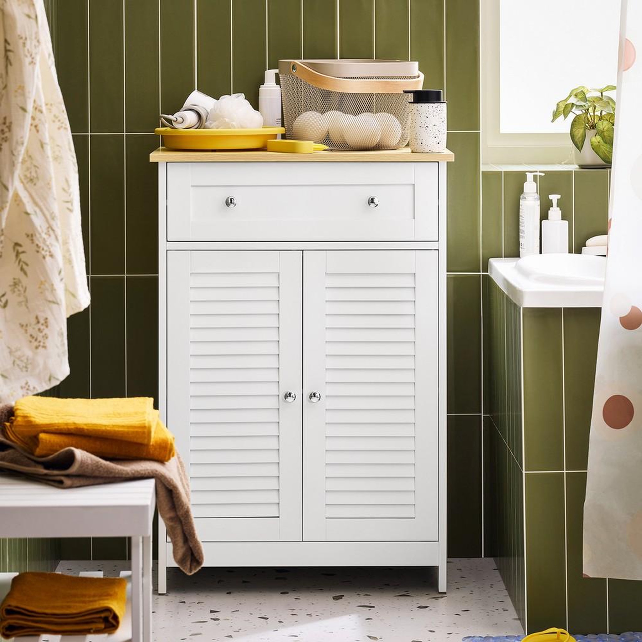 Voir la diapositive 2 : SOBUY SoBuy - Meuble de salle de bain bas avec un tiroir - Fonctionnel - FRG238