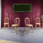 Voir la diapositive 3 : SWEEEK Lot de 4 chaises vintage en bois avec assise en rotin et dossier arrondi. coloris naturel. L 48 x P 49.5 x H 90cm
