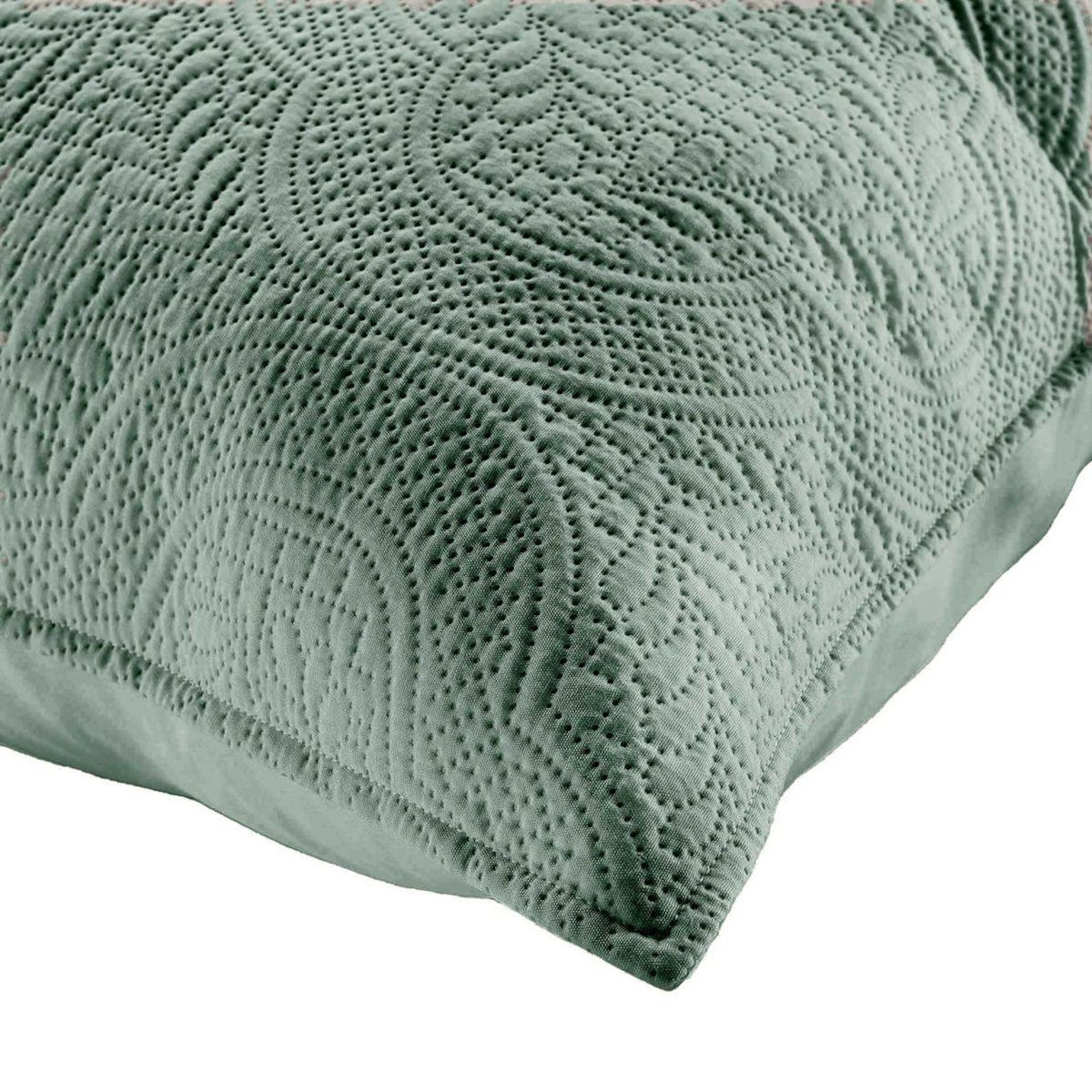 Paris Prix Couvre-Lit & 2 Housses de Coussin  Romane  240x260cm Vert Cèdre