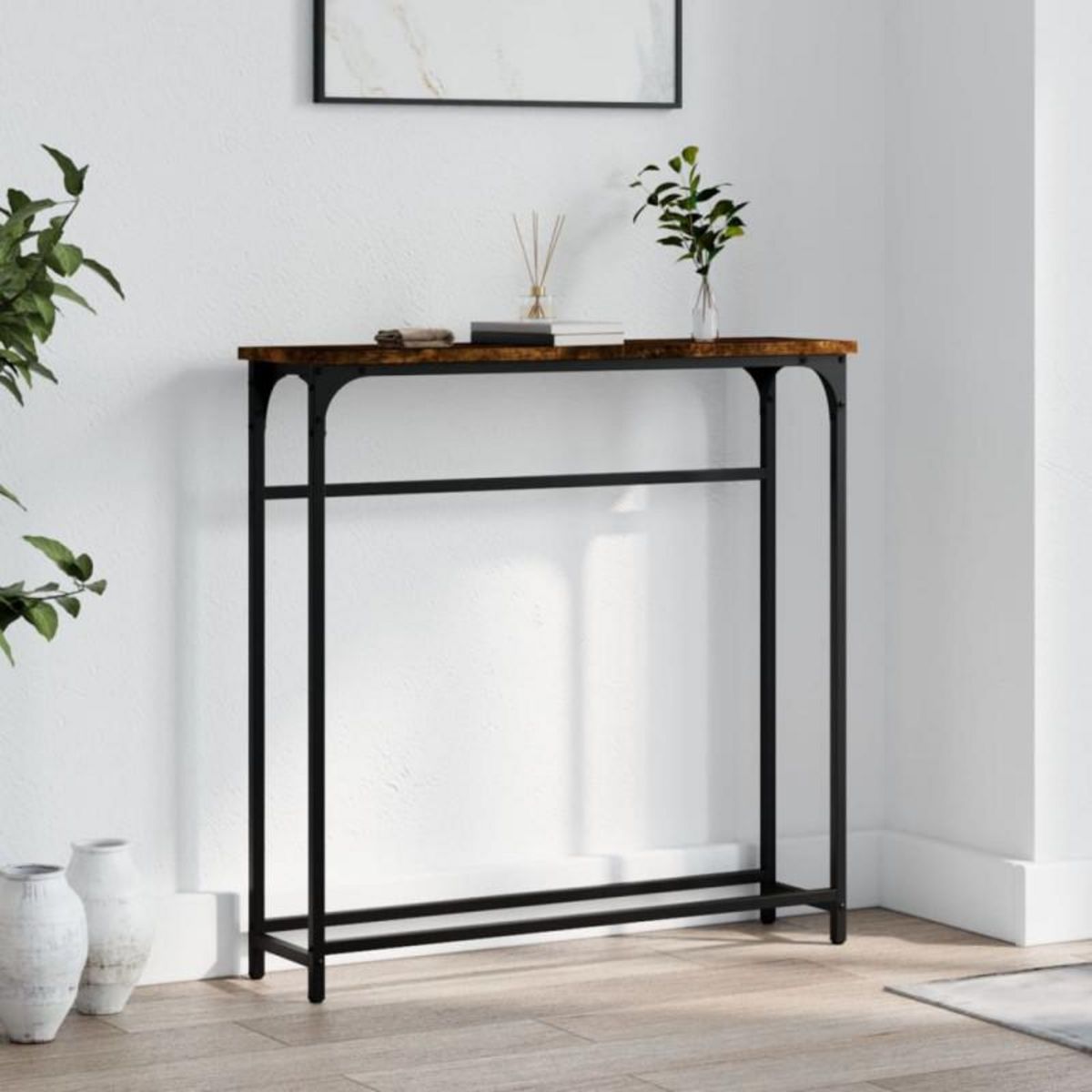 VIDAXL Table console chêne fumé 75x19,5x75 cm bois d ingénierie