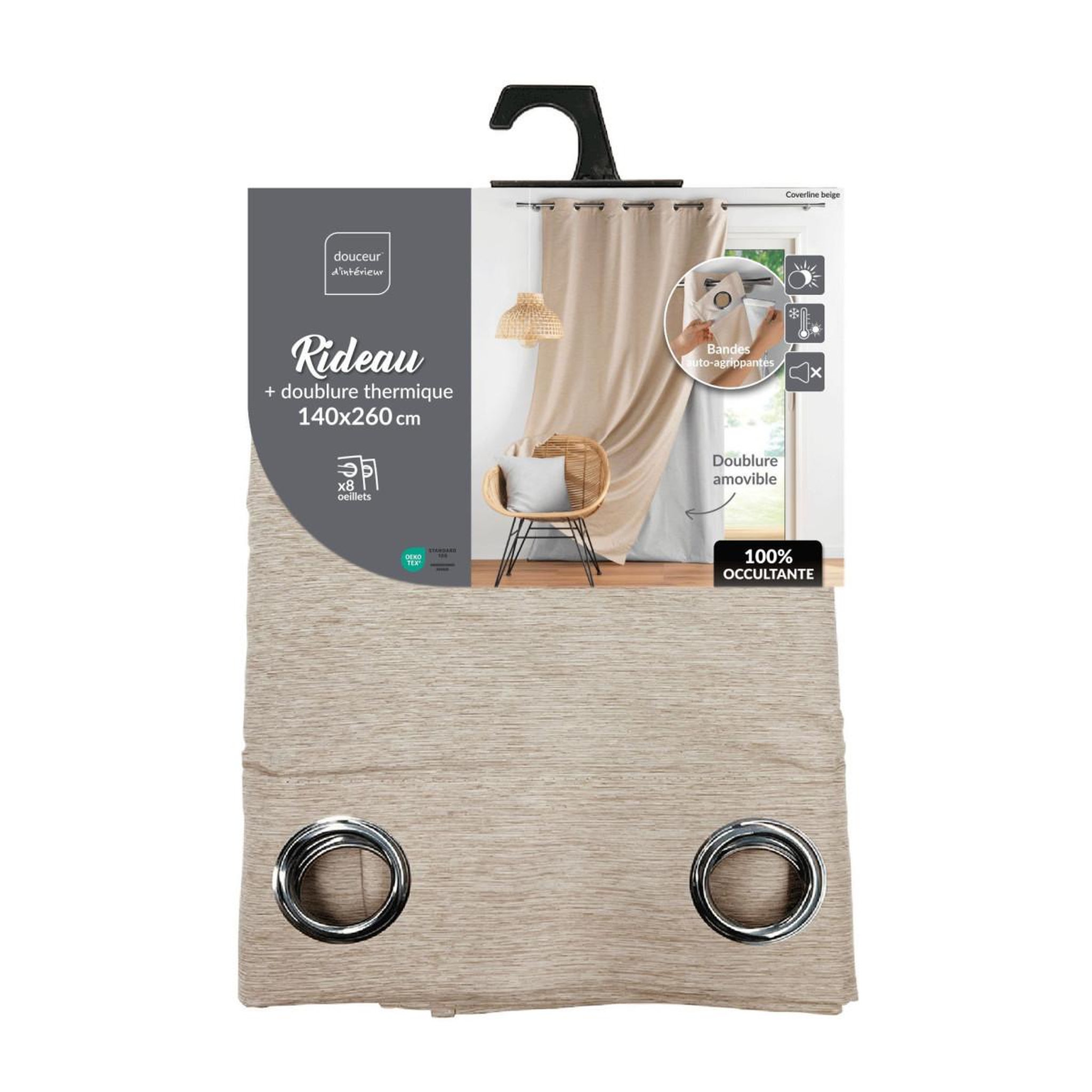 Voir la diapositive 6 : Douceur d'Intérieur Rideau occultant thermique  coverline  140x260cm beige