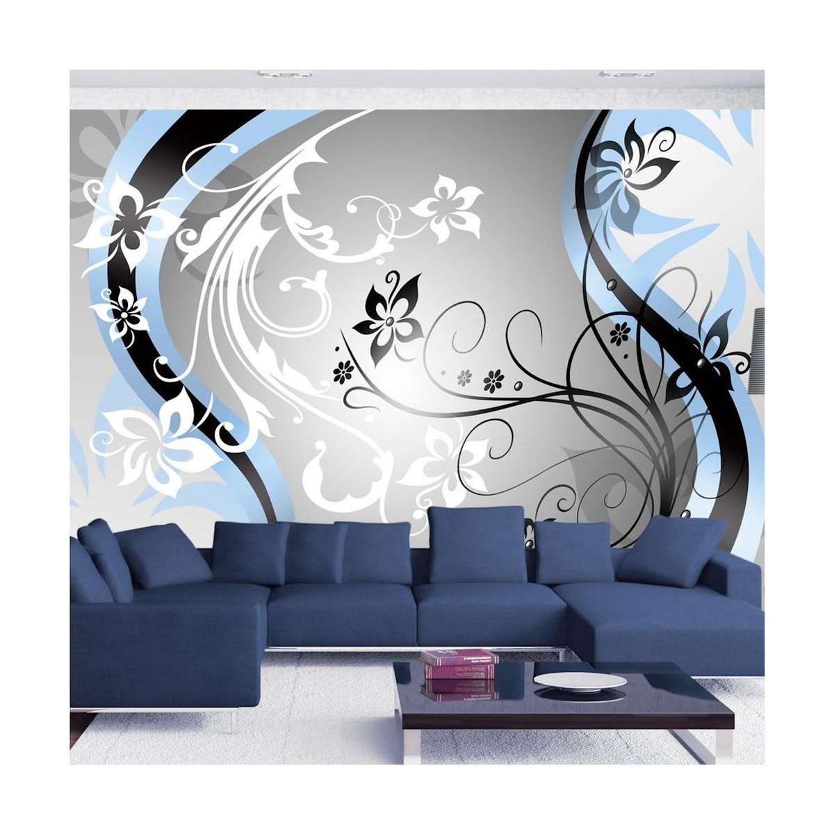 Paris Prix Papier Peint  Art Flowers Blue