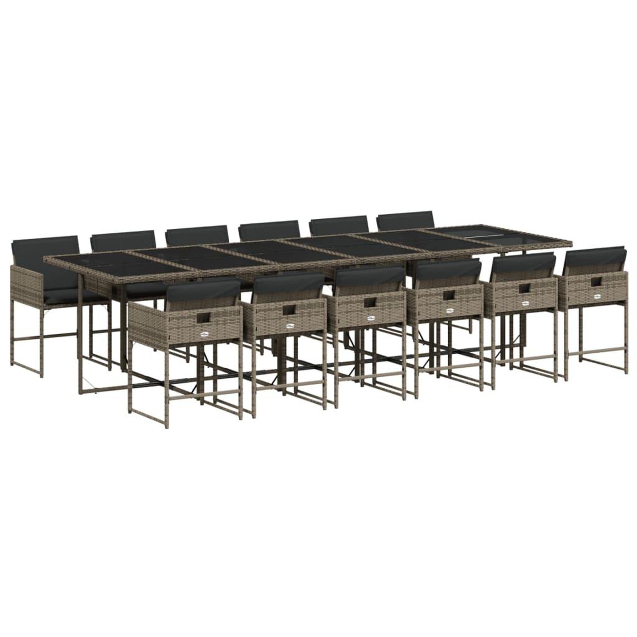 Voir la diapositive 2 : VIDAXL Ensemble a manger de jardin coussins 13 pcs gris resine tressee