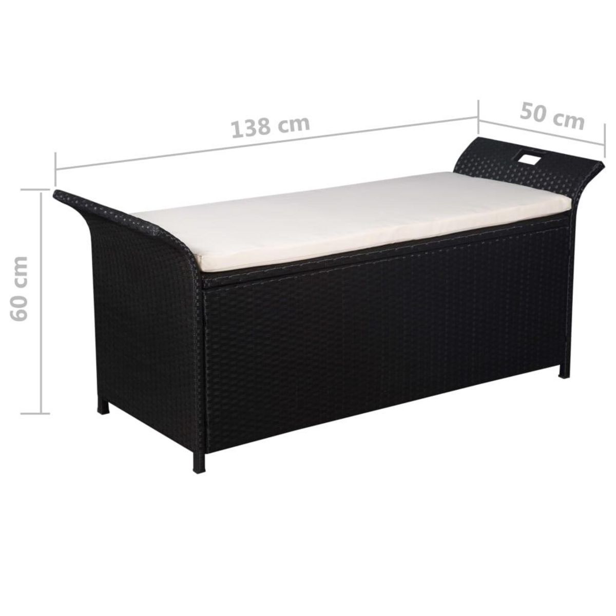 VIDAXL Banc de jardin avec coussin 138 cm Resine tressee Noir