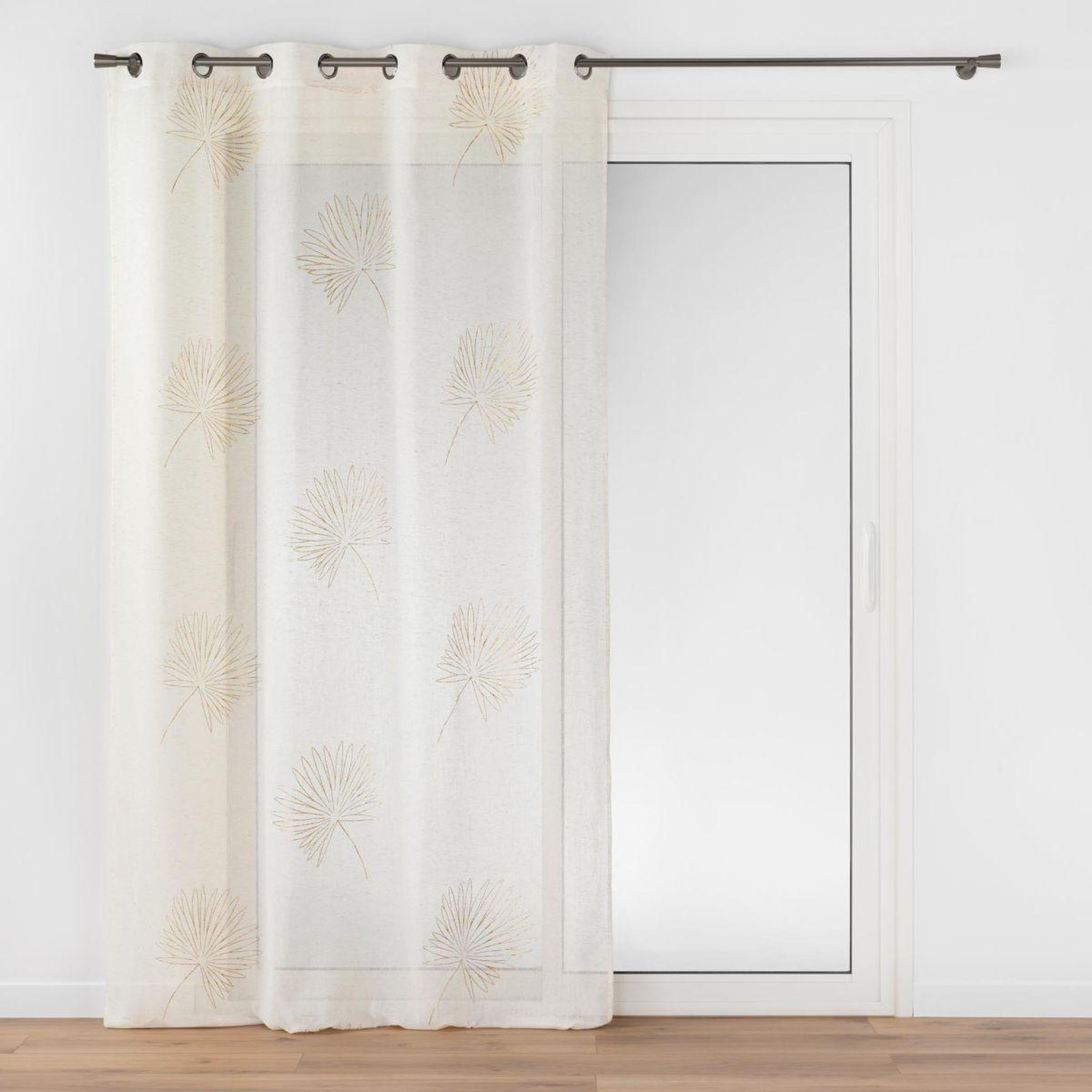 Douceur d'Intérieur Rideau voilage à œillets imprimé  lotus  140x240cm beige