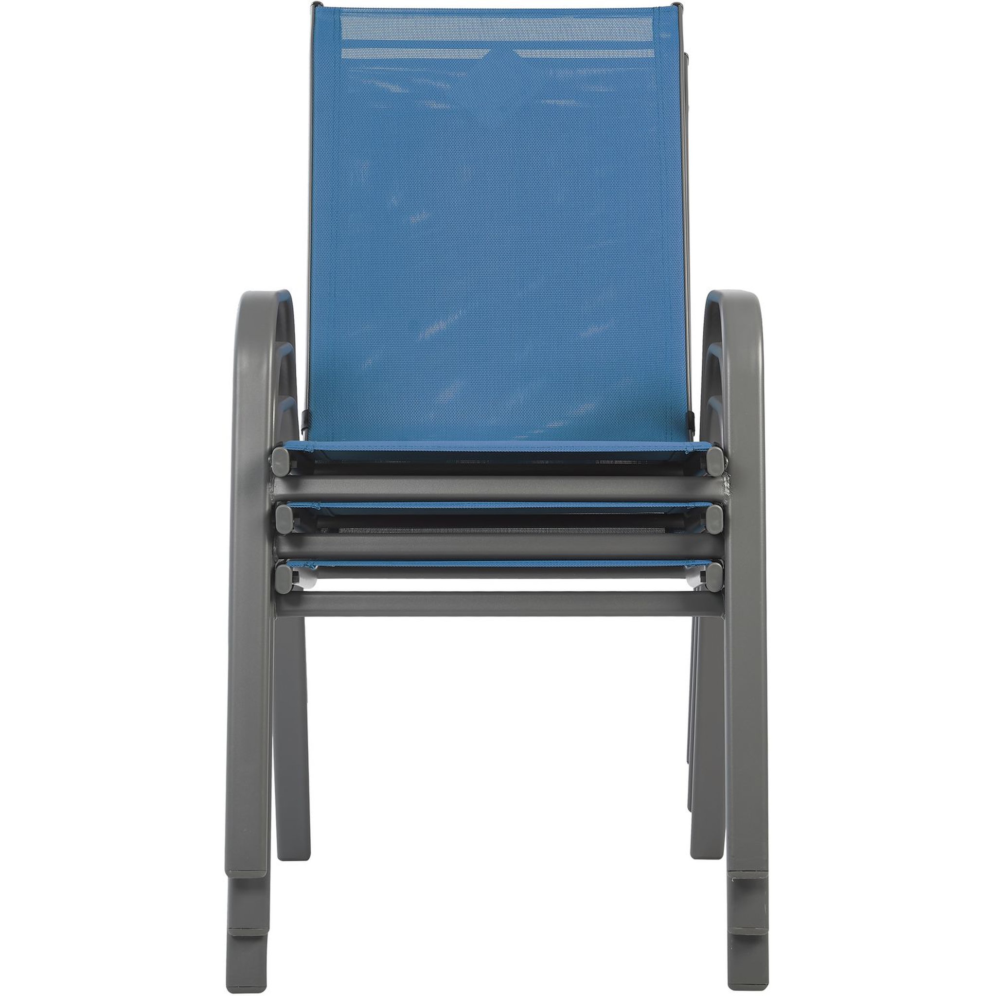 Voir la diapositive 2 : GARDENSTAR Fauteuil de jardin empilable - Acier/textilène - Bleu azur