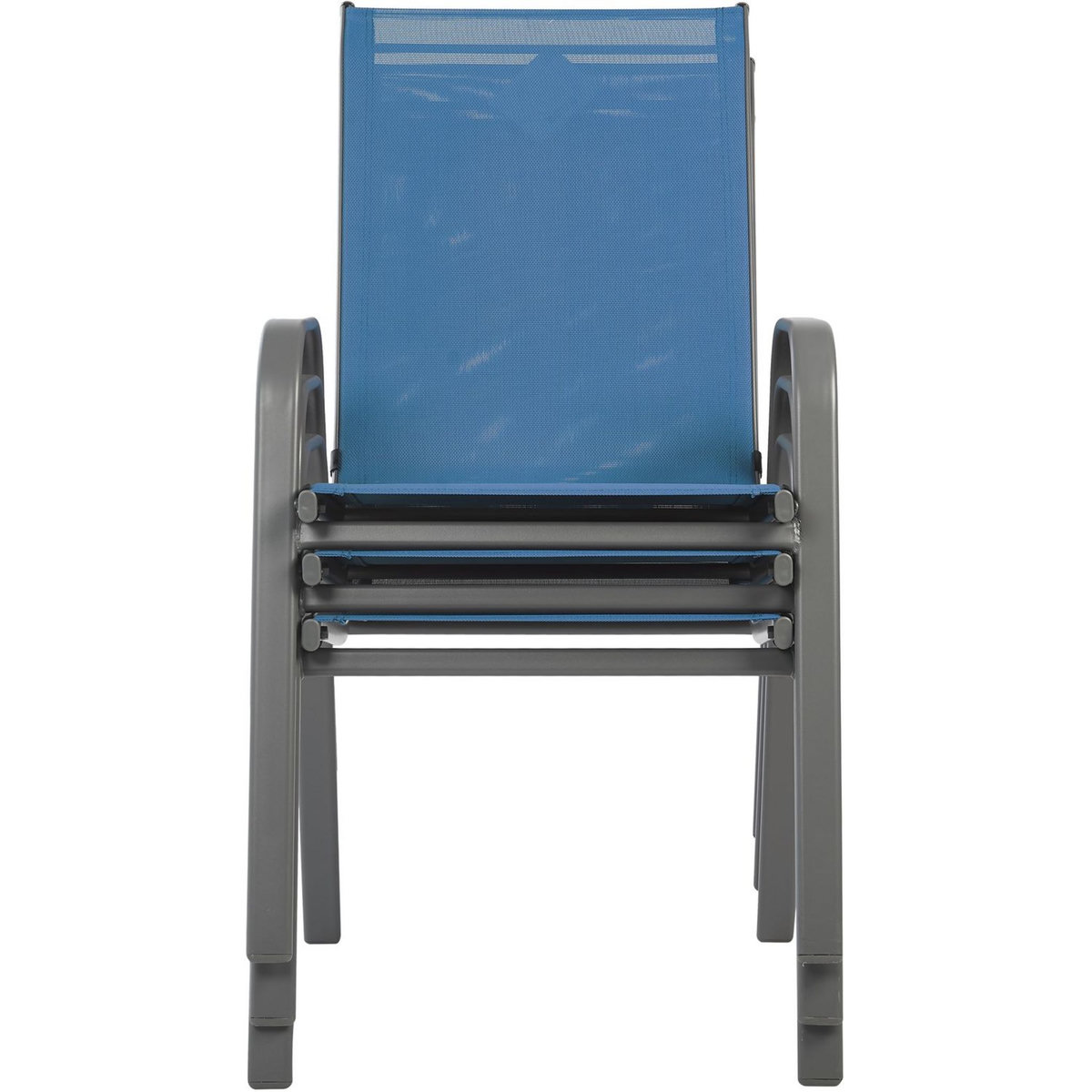 GARDENSTAR Fauteuil de jardin empilable - Acier/textilène - Bleu azur