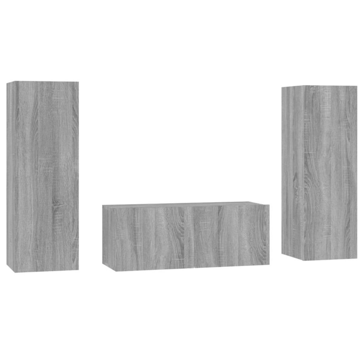 VIDAXL Ensemble de meubles TV 3 pcs Sonoma gris Bois d'ingenierie