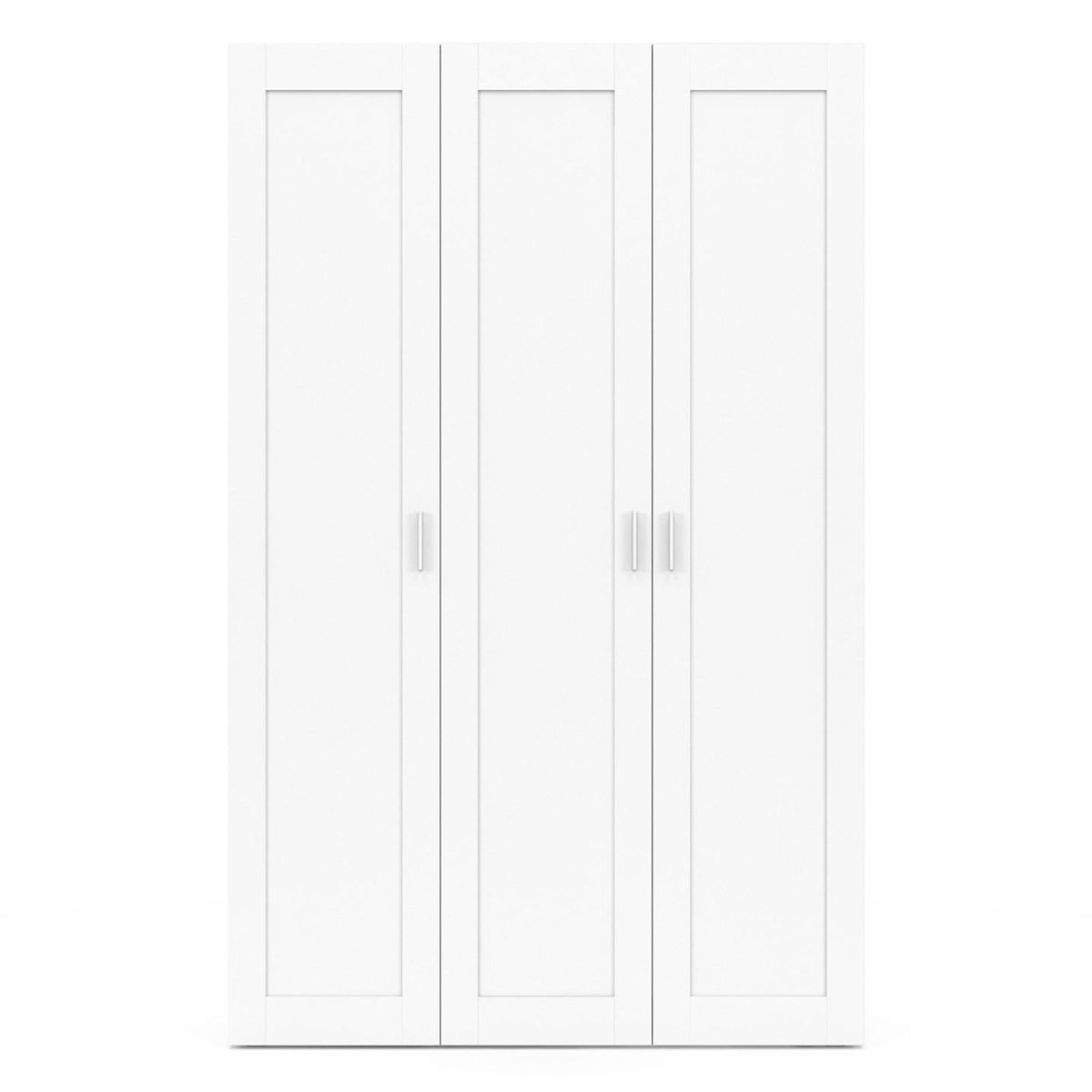 ID MARKET Armoire 3 portes VITO blanc penderie 120 cm avec étagères