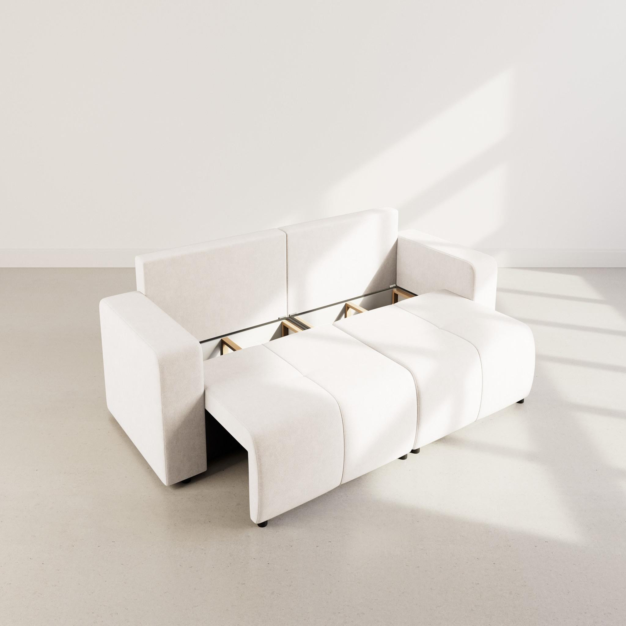 Voir la diapositive 3 : BEST MOBILIER Nicole - canapé droit 4 places convertible avec coffre en tissu