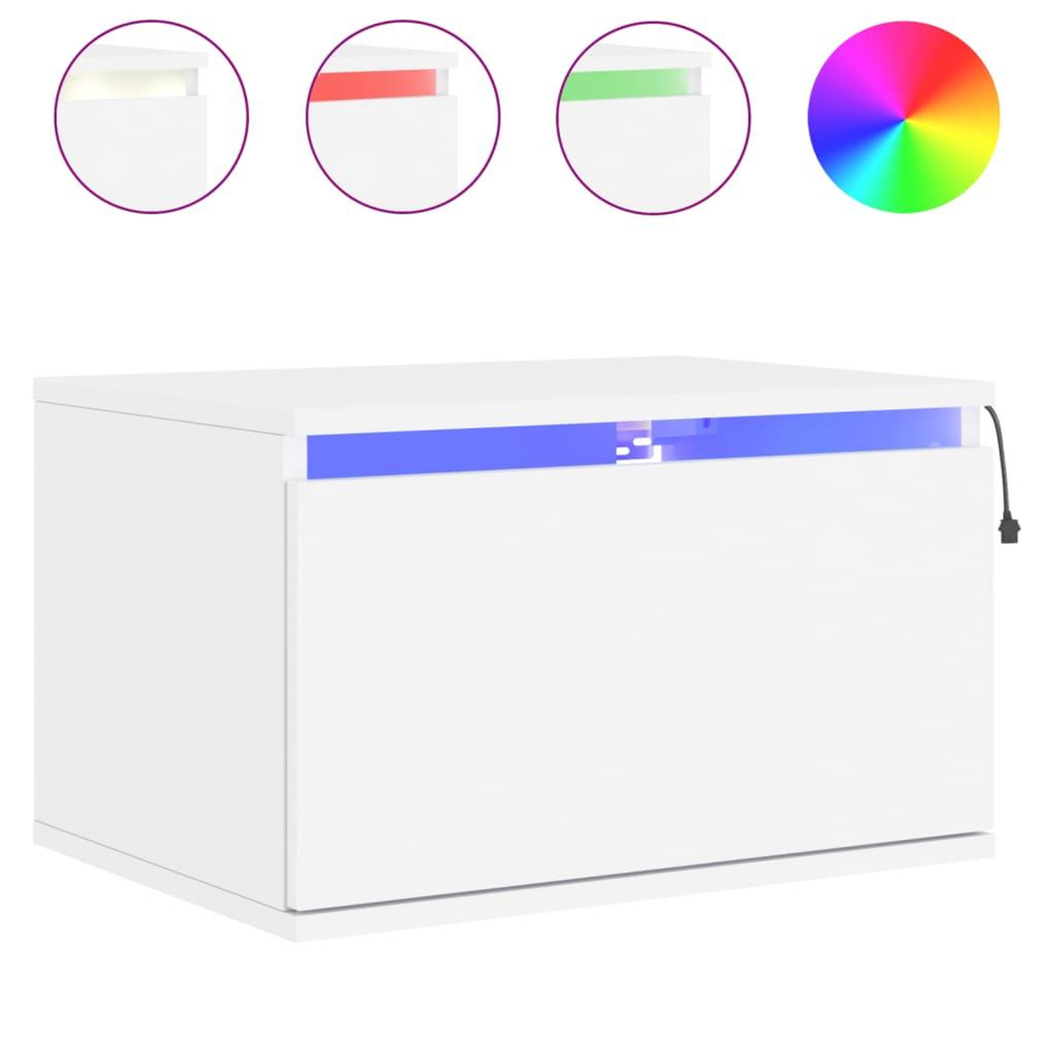 Voir la diapositive 5 : VIDAXL Tables de chevet murales avec lumieres LED 2 pcs blanc