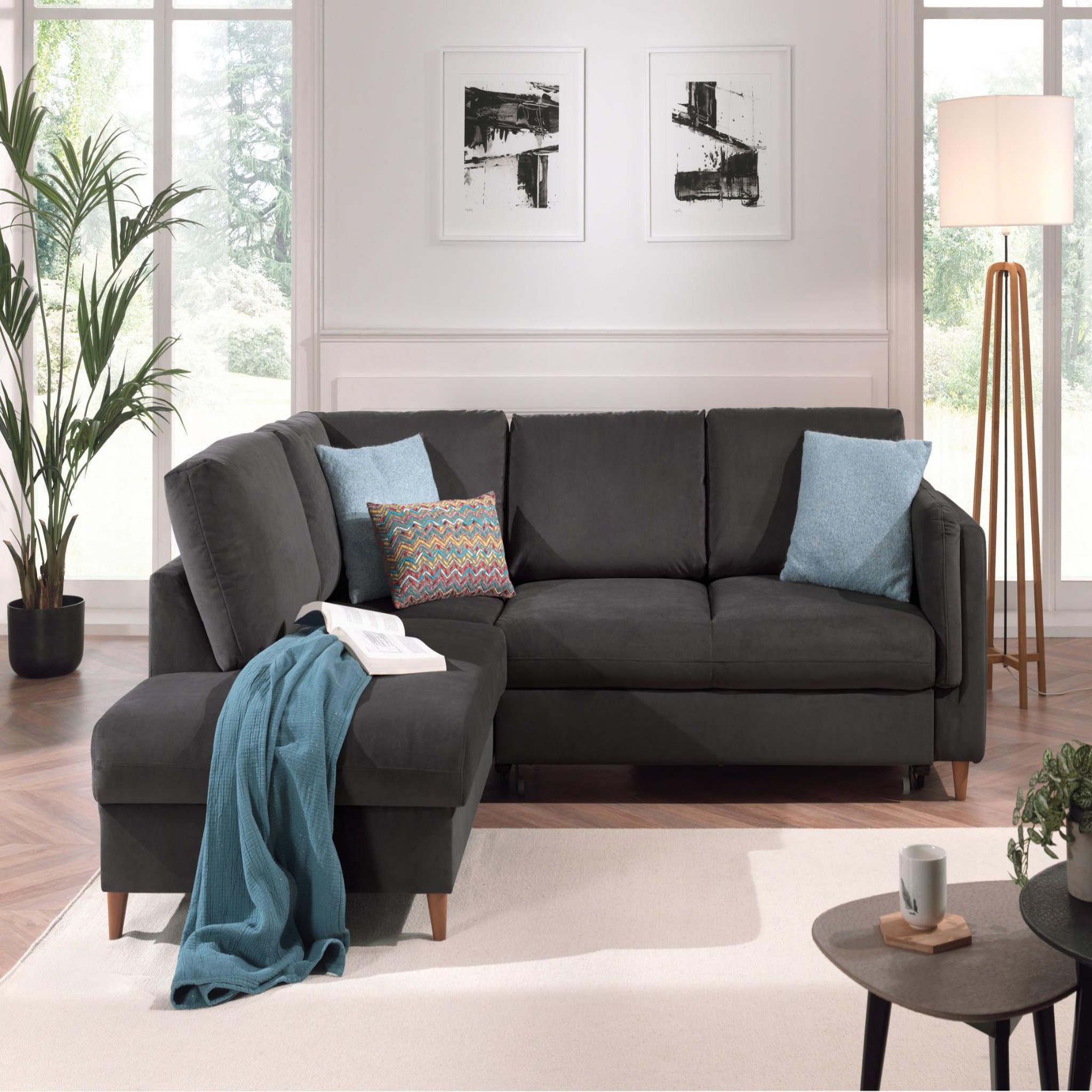 Voir la diapositive 2 : LISA DESIGN Brooke - canapé d'angle gauche - convertible - 5 places - en velours