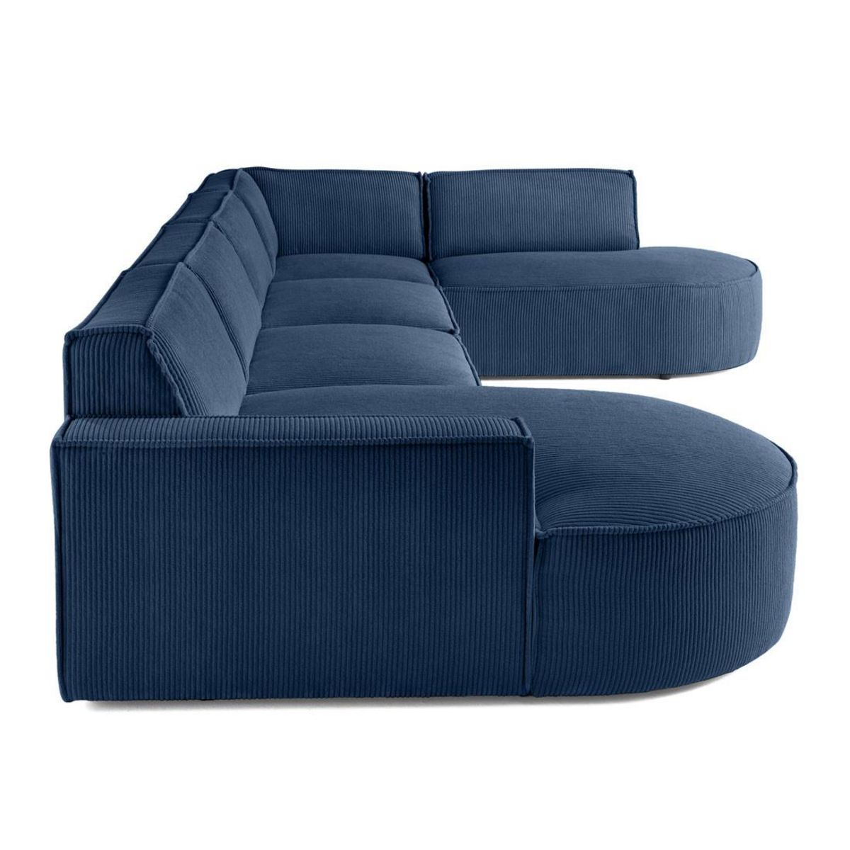 LISA DESIGN Spiaggia - canapé panoramique d'angle droit - 7 places - en velours côtelé