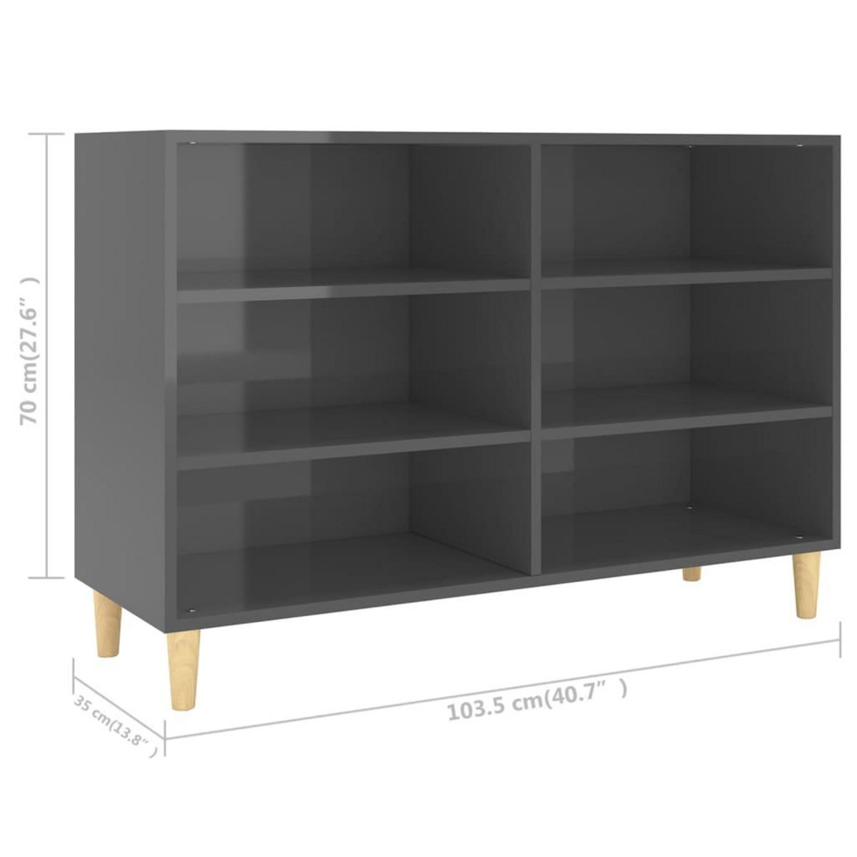 VIDAXL Buffet Gris brillant 103,5x35x70 cm bois d'ingenierie