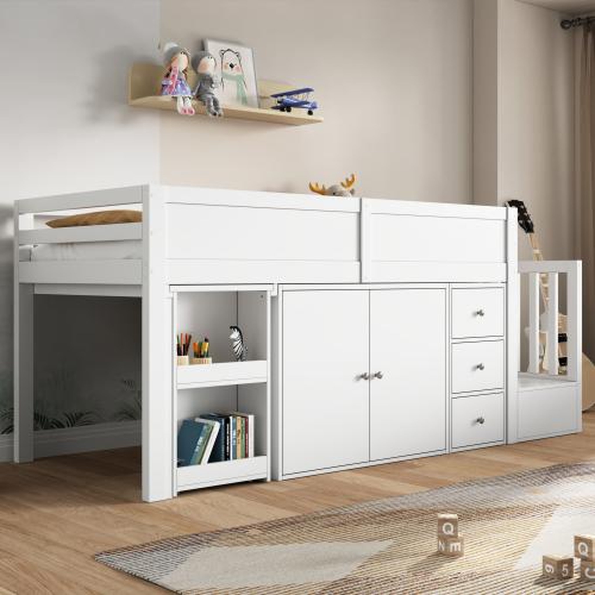 Voir la diapositive 4 : MERAX Lit combiné enfant 90x200 cm coloris blanc mdf