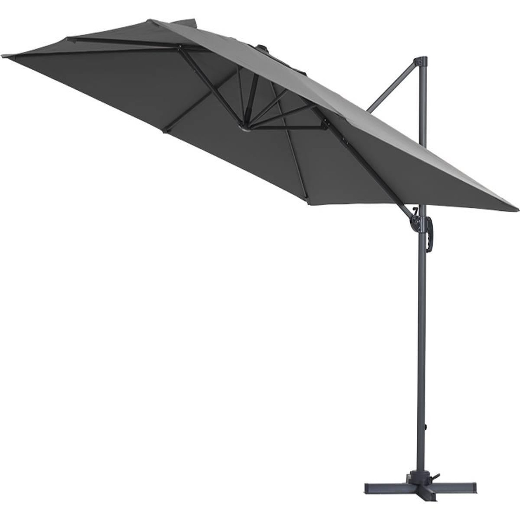 Voir la diapositive 2 : Habitat et Jardin Parasol jardin déporté alu  sun 3  - carré - 3 x 3 m - gris - dalles incluses