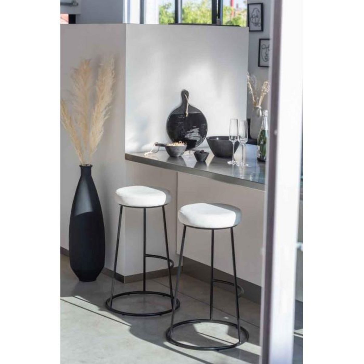 Paris Prix Vase Design en Verre  Gentle  80cm Noir Mat