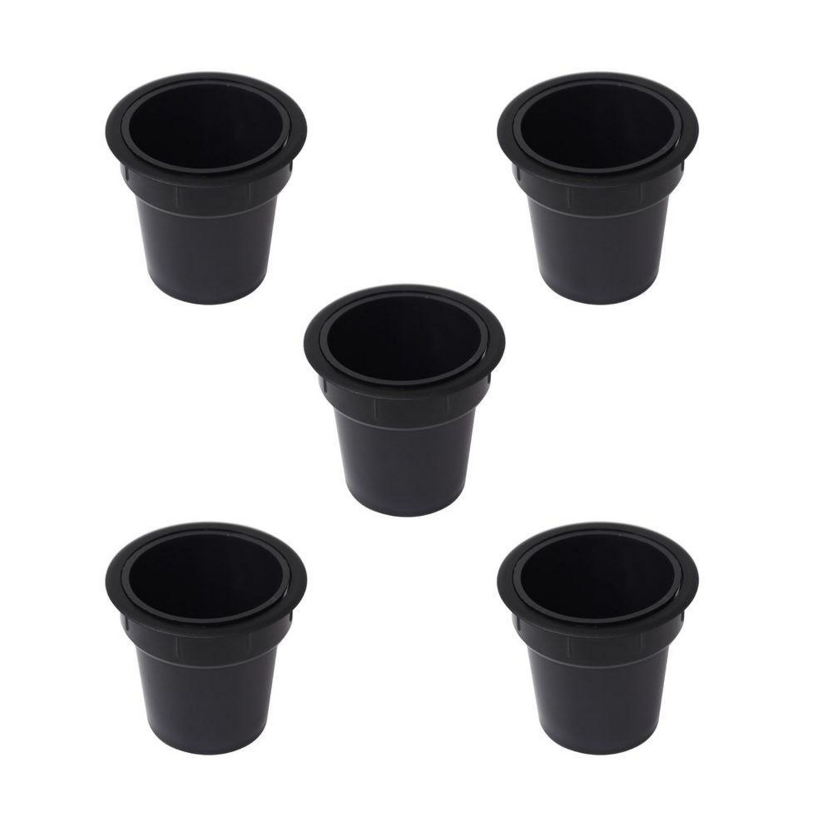 EMUCA SRL Lot de 5 accessoires porte-objets Pot, Plastique noir