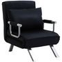 Voir la diapositive 1 : HOMCOM Fauteuil chauffeuse canapé-lit convertible 1 place déhoussable grand confort coussin pieds accoudoirs métal suède noir