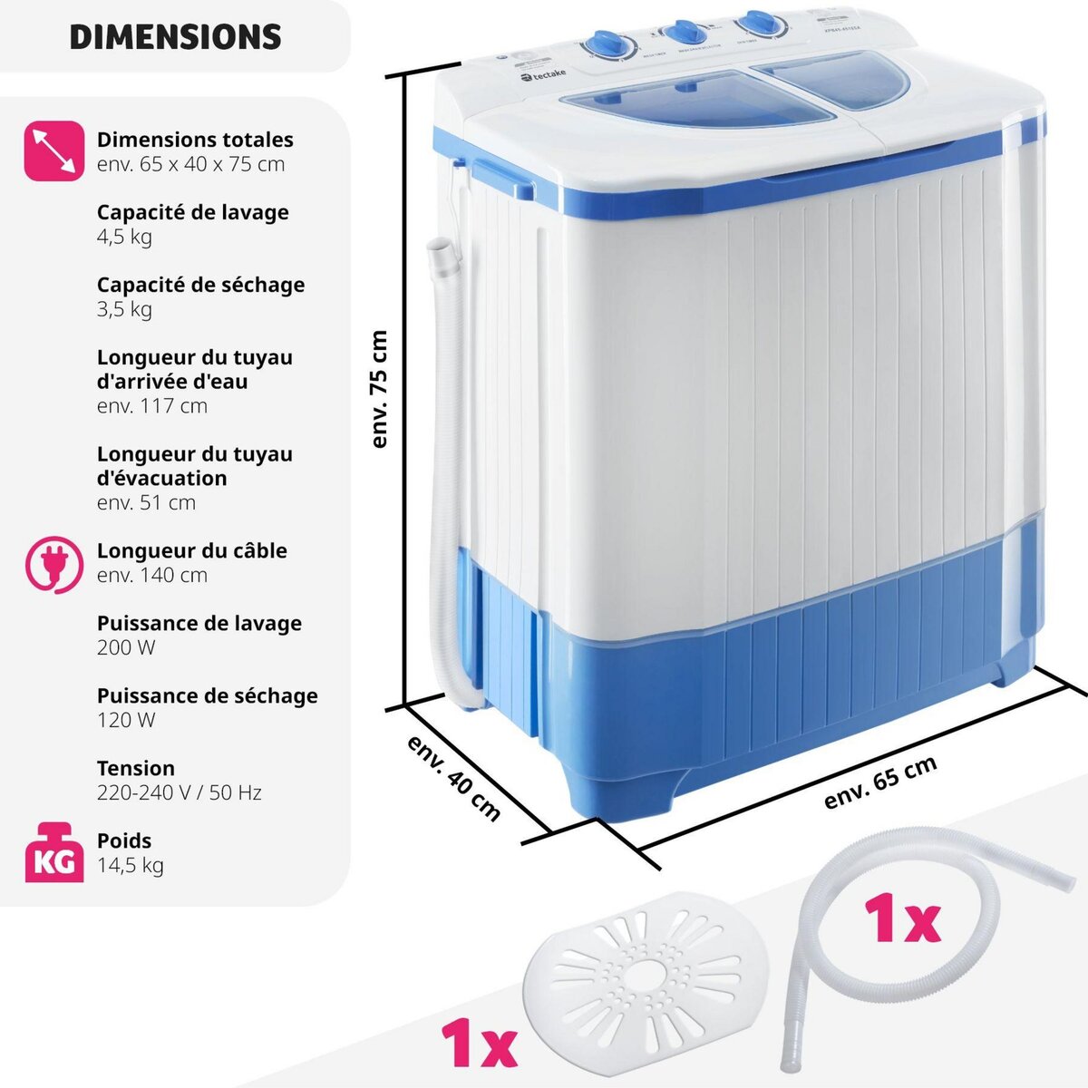 tectake Mini machine à laver