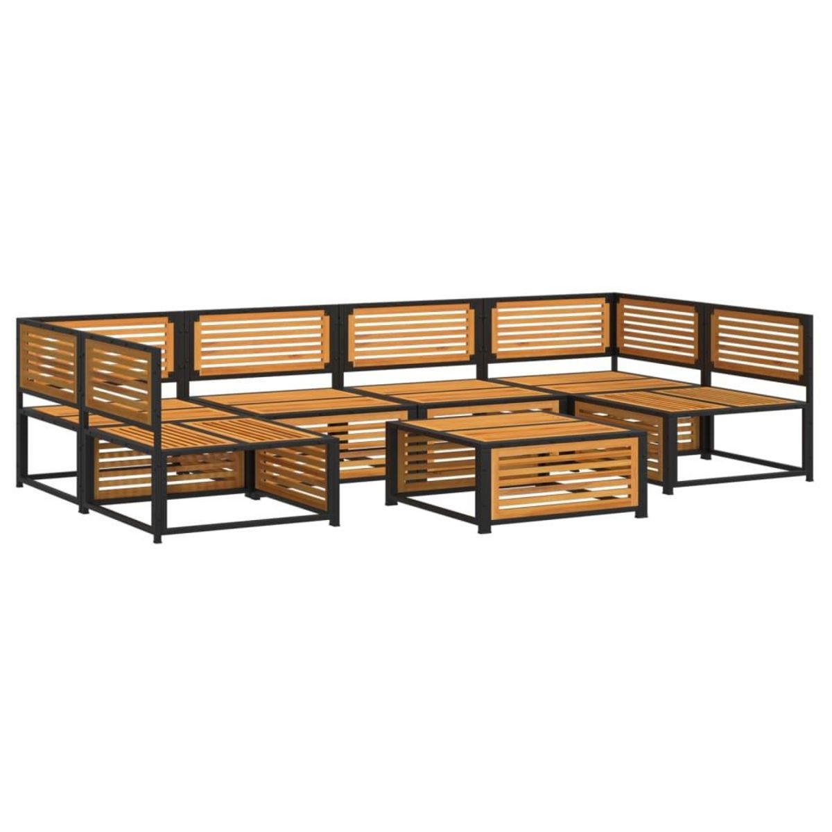VIDAXL Salon de jardin avec coussins 7 pcs bois massif d'acacia